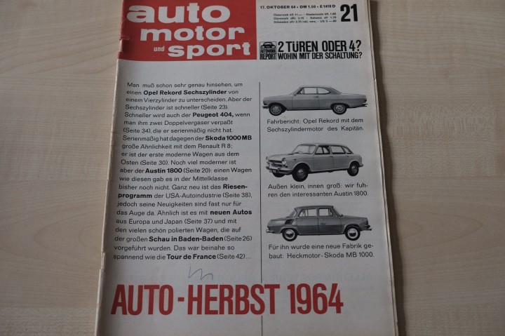 Deckblatt Auto Motor und Sport (21/1964)